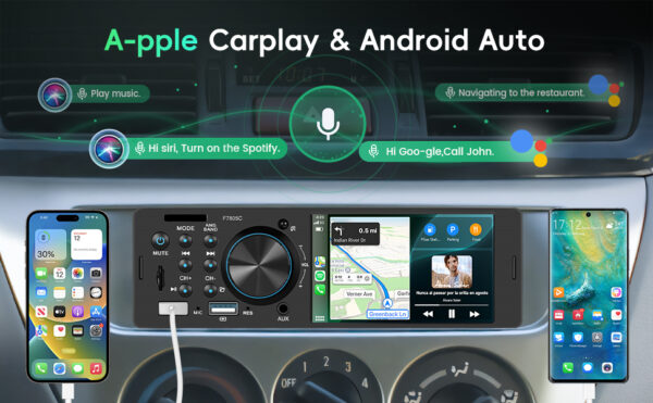 Car Stereo Single Din with Apple CarPlay, Android Auto, Sellrich 4-Inch IPS Touch Screen - Image 2
