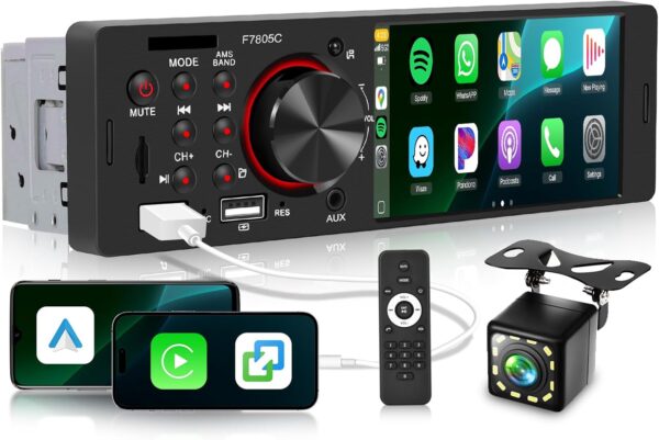 Car Stereo Single Din with Apple CarPlay, Android Auto, Sellrich 4-Inch IPS Touch Screen